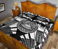 American Samoa Quilt Bed Set - American Samoa Seal Polynesian White Tattoo - Polynesian Pride
