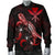 Hawaii Polynesian Men's Bomber Jacket - Turtle With Blooming Hibiscus Red - Polynesian Pride