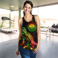 Federated States of Micronesia Polynesian Women Tank Top - Turtle With Blooming Hibiscus Reggae - Polynesian Pride