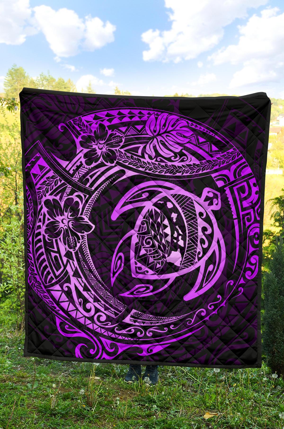 Hawaiian Turtle Polynesian Purple Premium Quilt - Polynesian Pride