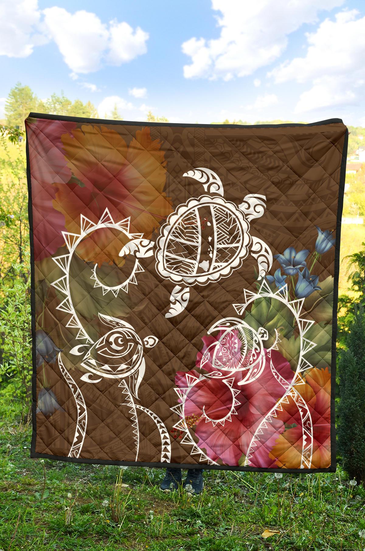 Hawaii Turtle Polynesian Premium Quilt - Herd Style - Polynesian Pride