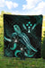 Kosrae Polynesian Premium Quilt - Turtle With Blooming Hibiscus Turquoise - Polynesian Pride