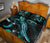 Tuvalu Polynesian Quilt Bed Set - Turtle With Blooming Hibiscus Turquoise - Polynesian Pride