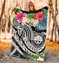 FSM Polynesian Premium Blanket - Summer Plumeria (Black) - Polynesian Pride