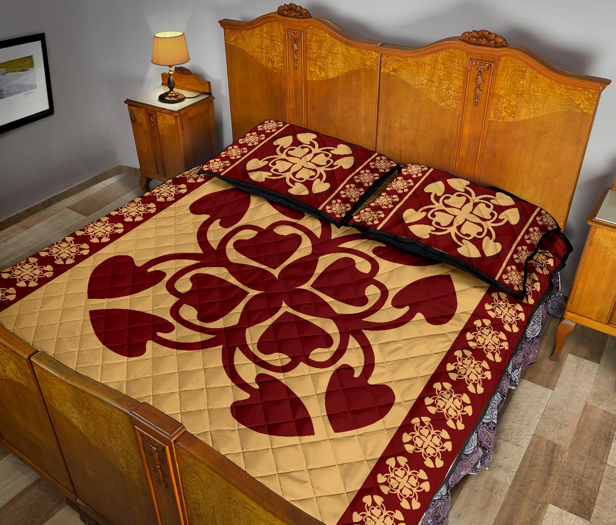 Hawaiian Quilt Pattern Kalo Love Quilt Bed Set - Polynesian Pride