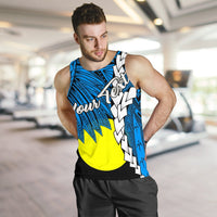 Palau Polynesian Custom Personalised Men's Tank Top - Tribal Wave Tattoo Flag Style - Polynesian Pride