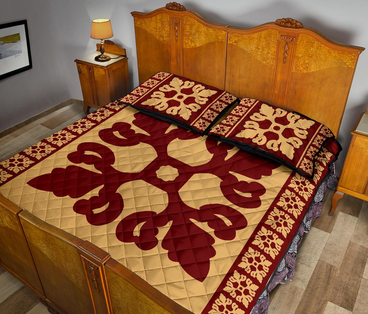 Hawaiian Quilt Pattern Flower Proudly Quilt Bed Set - Polynesian Pride