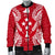 Kosrae Polynesian Men's Bomber Jacket Map Red White - Polynesian Pride