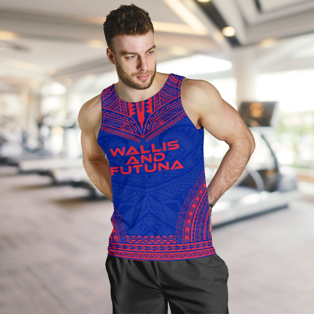 Wallis And Futuna Men's Tank Top - Polynesian Chief Flag Version - Polynesian Pride