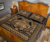 Hawaii Polynesian Pele Kanaka Quilt Bed Set Gold - Polynesian Pride