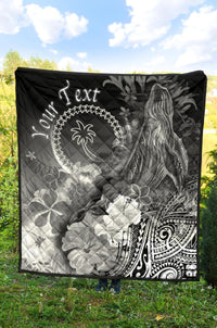 Custom Personalised Chuuk Premium Quilt - Humpback Whale with Tropical Flowers (Blue) - Polynesian Pride