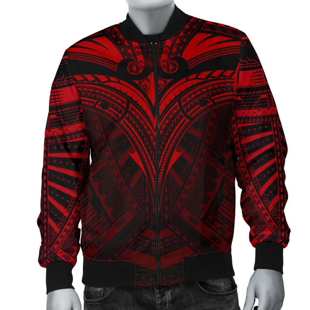 Micronesia Tattoo Men's Bomber Jacket (Red) Red - Polynesian Pride