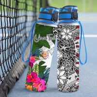 Nauru Custom Personalised Hydro Tracking Bottle White - Turtle Plumeria Banana Leaf - Polynesian Pride