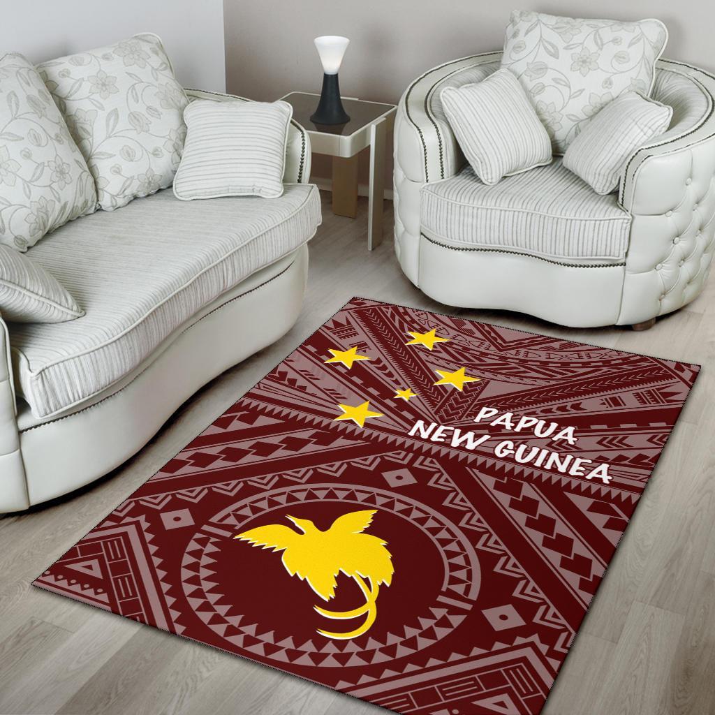 Papua New Guinea Area Rug - Flag With Polynesian Patterns (Red) - Polynesian Pride