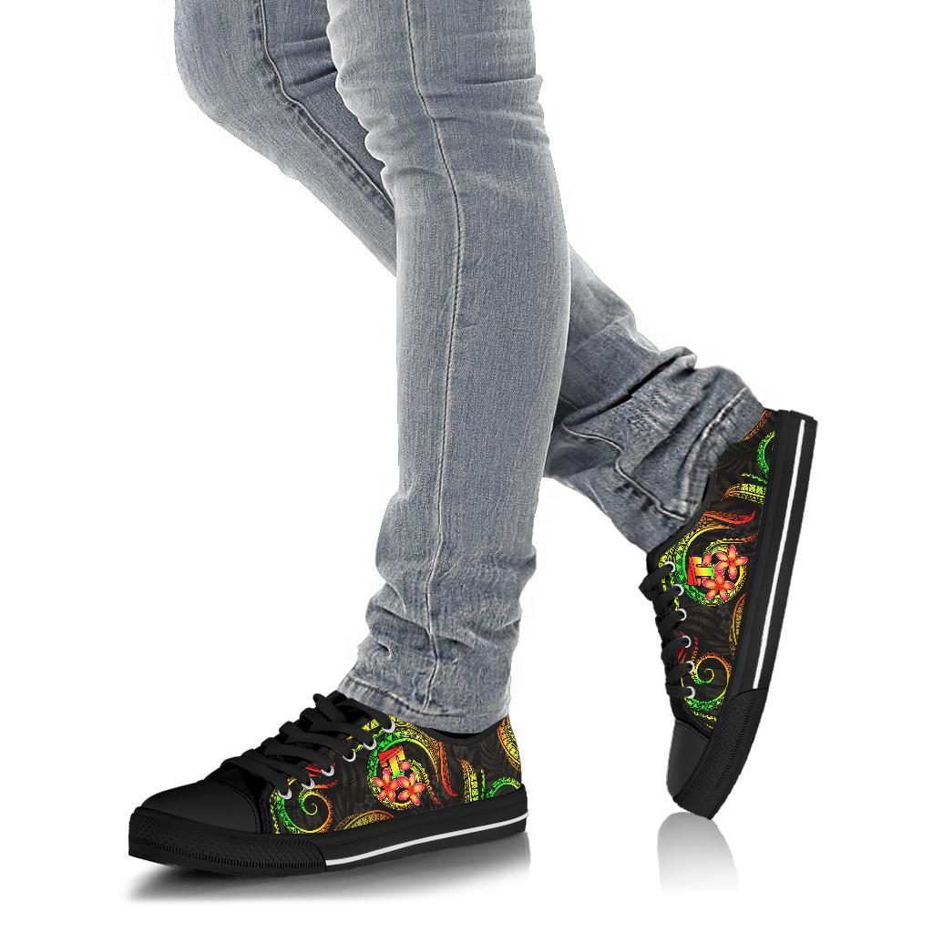 Tonga Polynesian Low Top Shoes - Reggae Plumeria - Polynesian Pride