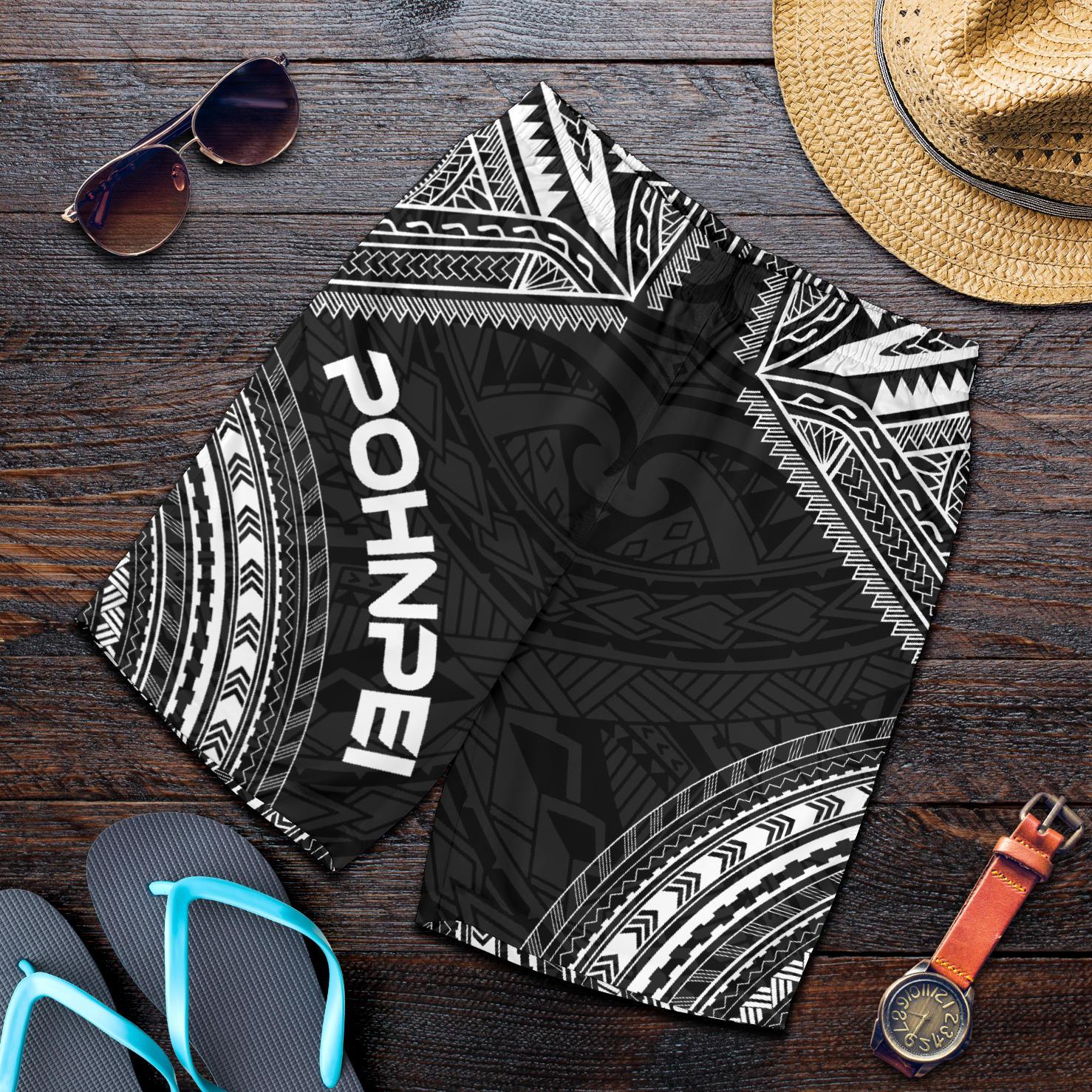 Pohnpei Men's Shorts - Polynesian Chief Black Version Black - Polynesian Pride