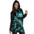 Samoa Polynesian Hoodie Dress - Turtle With Blooming Hibiscus Turquoise - Polynesian Pride