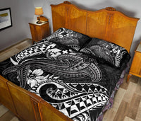 Tonga Quilt Bed Set - White Shark Polynesian Tattoo - Polynesian Pride