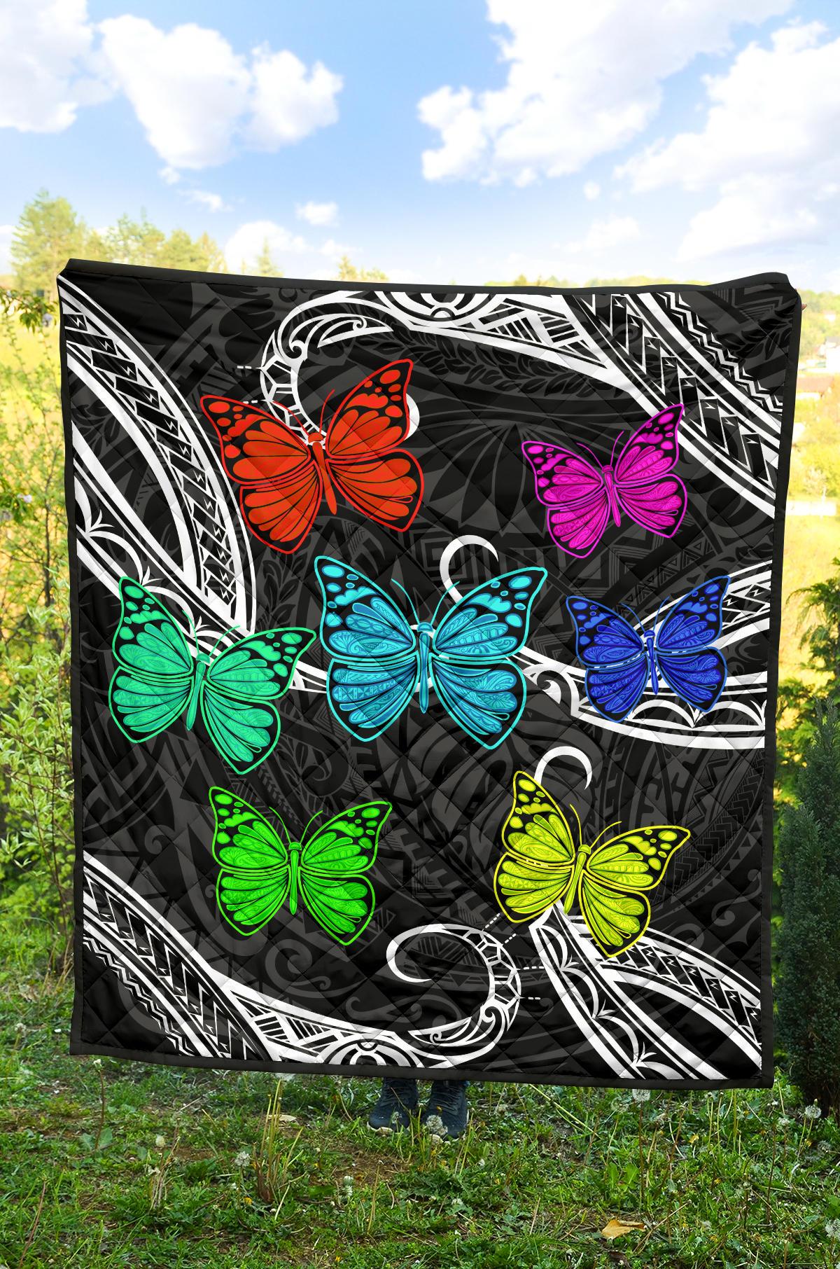Hawaii Polynesian Butterflies Premium Quilt - Polynesian Pride