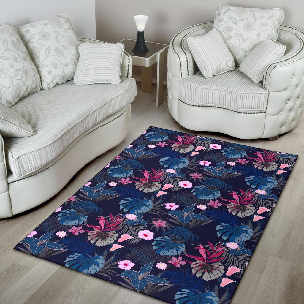 Tropical Palm Tree And Flower Rug - Polynesian Pride