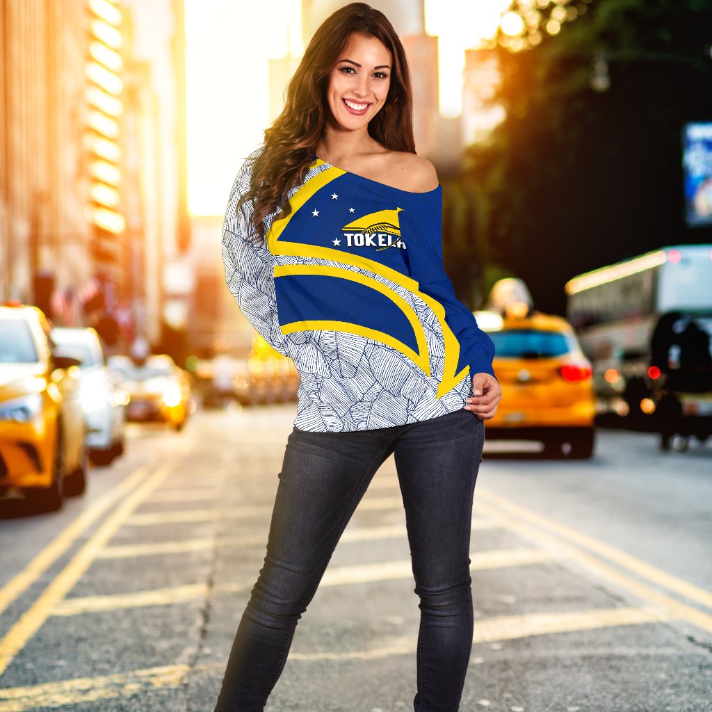 Tokelau Rugby Women's Off Shoulder Sweater Polynesian Blue - Polynesian Pride