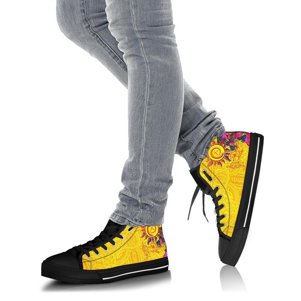Polynesian High - Top Shoes - Vanuatu Symbols With Hibiscus - Polynesian Pride
