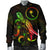 Chuuk Polynesian Men's Bomber Jacket - Turtle With Blooming Hibiscus Reggae - Polynesian Pride