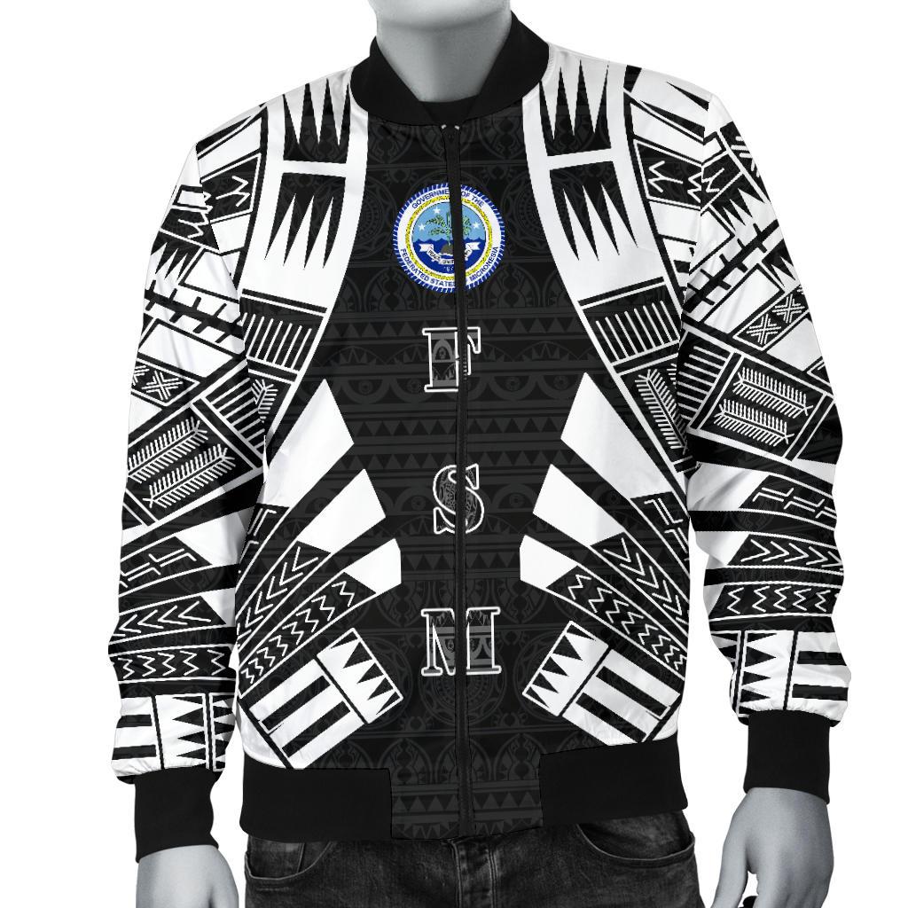 Federated States Of Micronesia Men Bomber Jackets - Polynesian Tattoo Black - Polynesian Pride