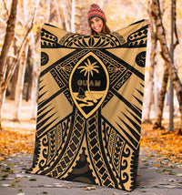 Guam Polynesian Premium Blanket - Guam Gold Seal with Polynesian Tattoo - Polynesian Pride