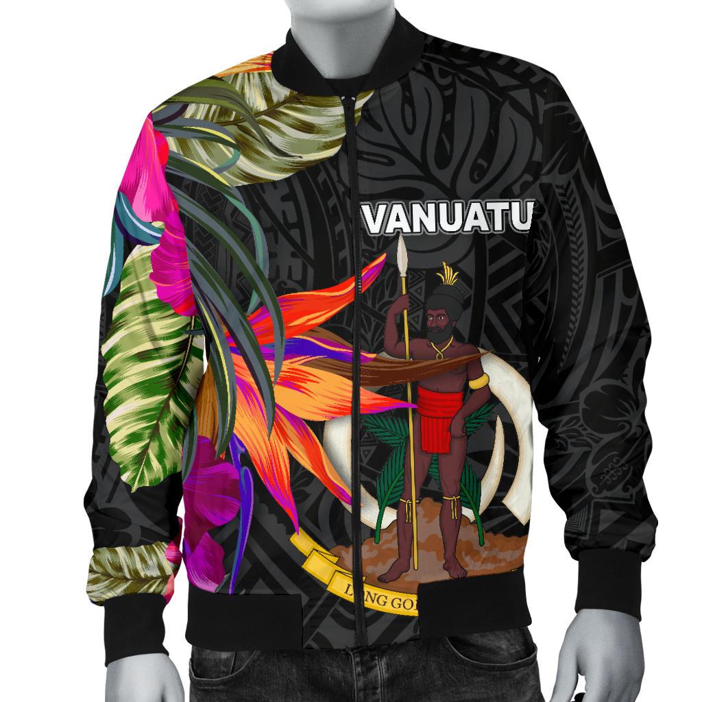 Vanuatu Men's Bomber Jacket - Hibiscus Polynesian Pattern - Polynesian Pride
