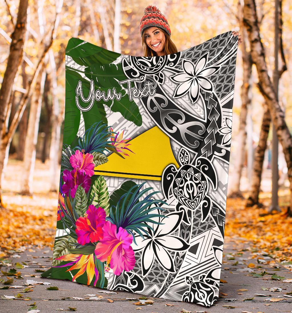 Tokelau Custom Personalised Premium Blanket White - Turtle Plumeria Banana Leaf - Polynesian Pride