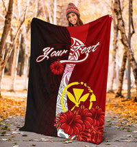 Hawaii Polynesian Custom Personalised Premium Blanket - Coat Of Arm With Hibiscus - Polynesian Pride