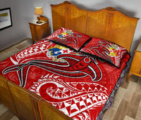 Tonga Quilt Bed Set - Red Shark Polynesian Tattoo - Polynesian Pride