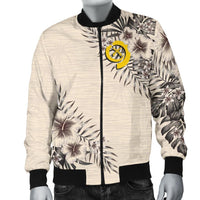 Vanuatu Men's Bomber Jacket - The Beige Hibiscus Beige - Polynesian Pride