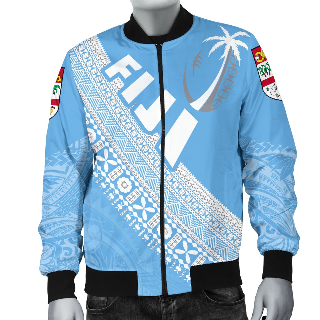 (Custom Personalised) Fiji Tapa Rugby Men Bomber Jacket version Style You Win - Blue - Polynesian Pride