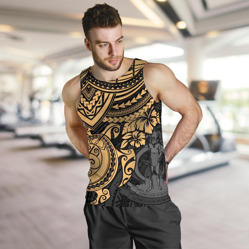 Vanuatu Polynesian Men's Tank Top - Gold Turtle - Polynesian Pride