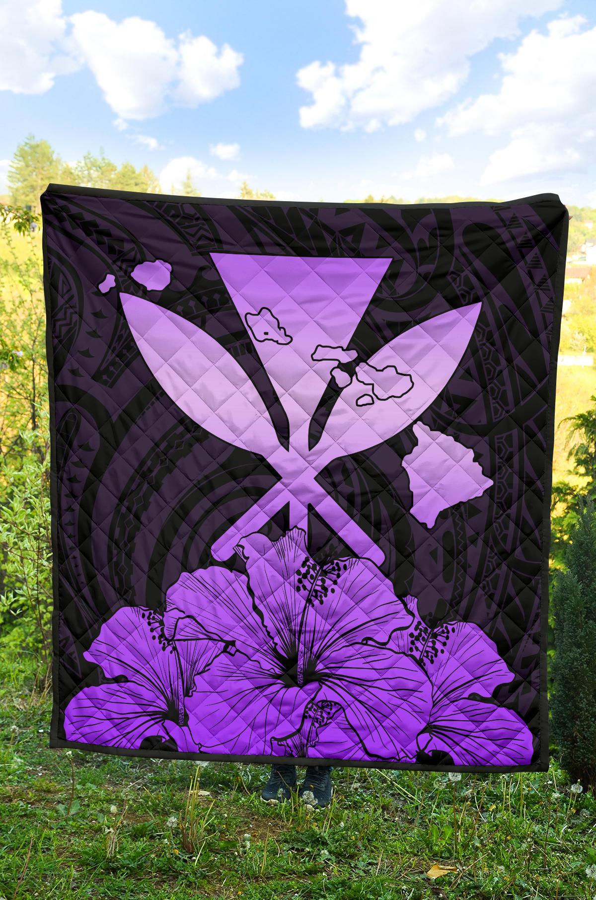 Hawaiian Kanaka Premium Quilt Hibiscus Polynesian Love Violet - Polynesian Pride