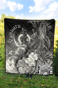 Vanuatu Premium Quilt - Humpback Whale with Tropical Flowers (White) - Polynesian Pride