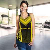Hawaii Kanaka Polynesian Women's Racerback Tank Active Yellow - Polynesian Pride