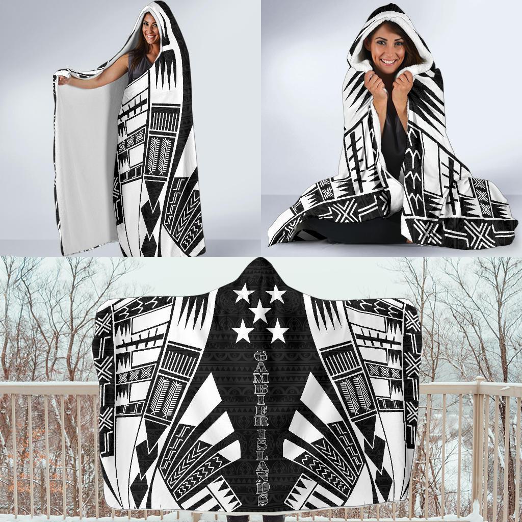 Gambier Islands Hooded Blanket - Polynesian Tattoo Black - Polynesian Pride