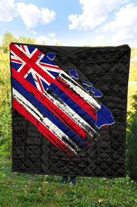 Hawaii Flag Polynesian Premium Quilt Black - Polynesian Pride