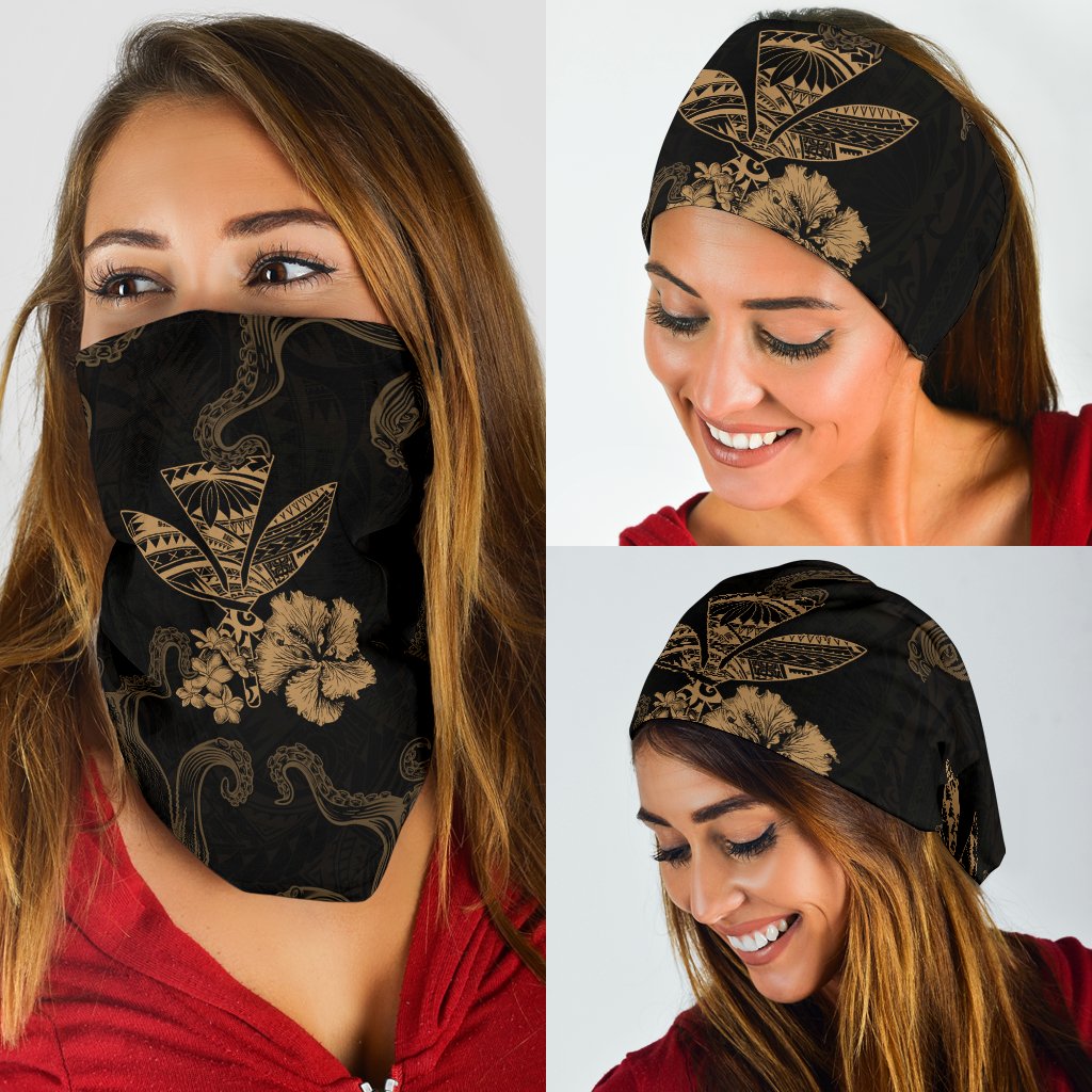 Polynesian Kanaka Maoli Flower Gold Bandana 3 - Pack One Size Gold - Polynesian Pride