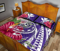 Hawaii Polynesian Turtle Tropical Hibiscus Plumeria Bedding Set - Purple - Polynesian Pride