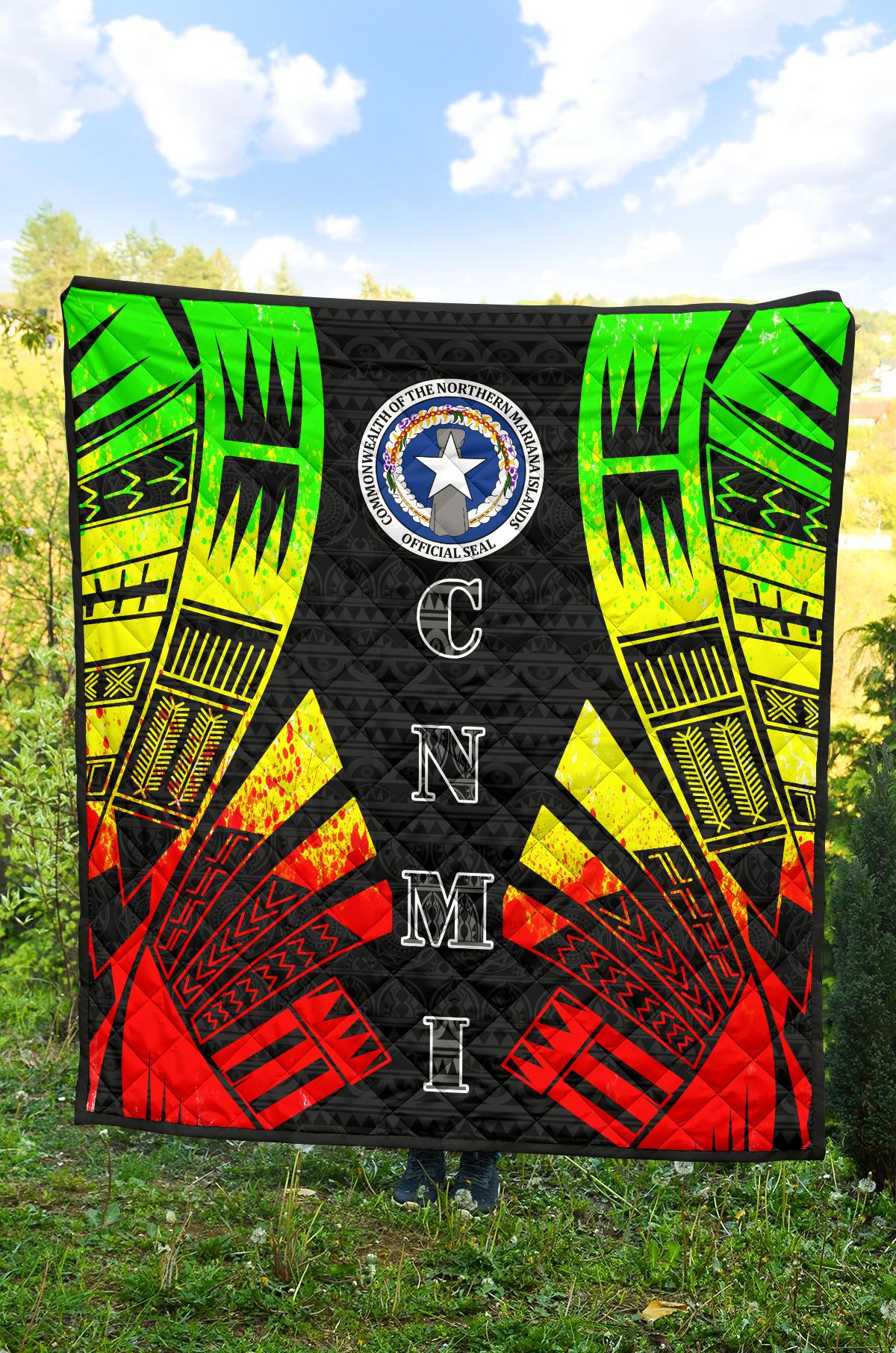 Northern Mariana Islands Premium Quilt - Northern Mariana Islands Seal Polynesian Reggae Tattoo - Polynesian Pride