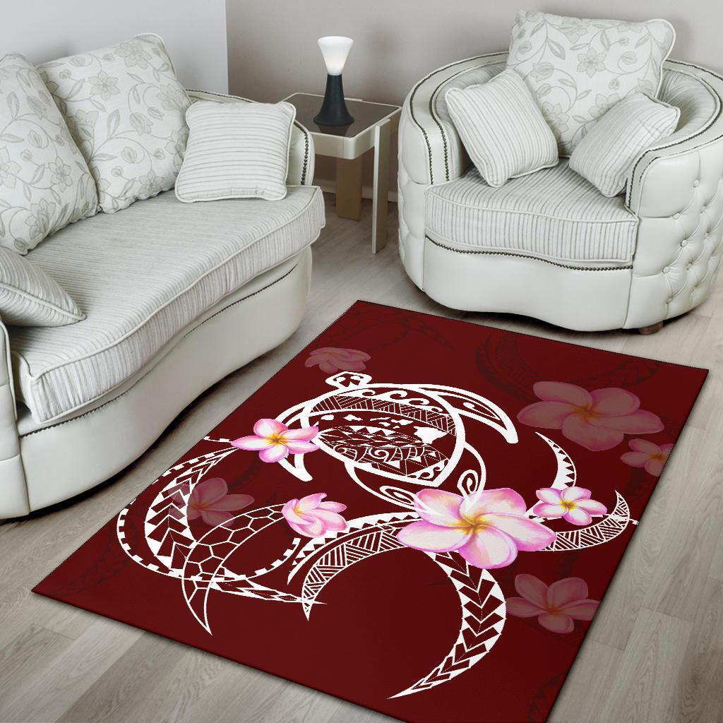 Hawaiian Hibiscus Polynesian Rug Red Rug - Polynesian Pride
