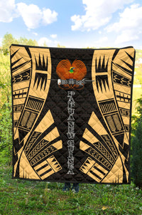 Papua New Guinea Premium Quilt - Papua New Guinea Coat Of Arsms Polynesian Gold Tattoo - Polynesian Pride