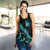 New Caledonia Polynesian Women Tank Top - Turtle With Blooming Hibiscus Turquoise - Polynesian Pride