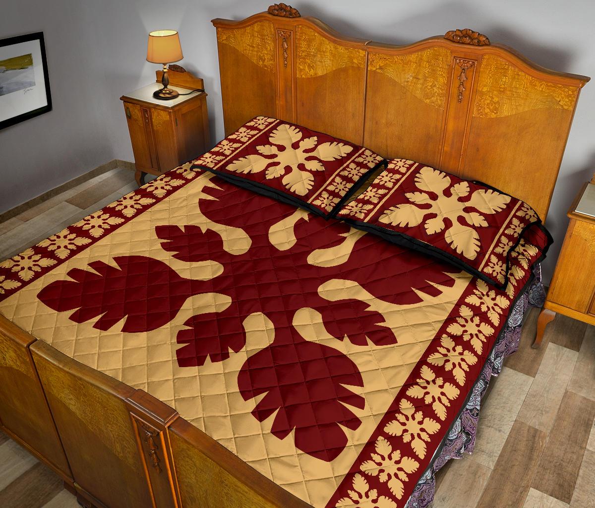 Hawaiian Quilt Pattern Palm Tree Skillful Quilt Bed Set - Polynesian Pride