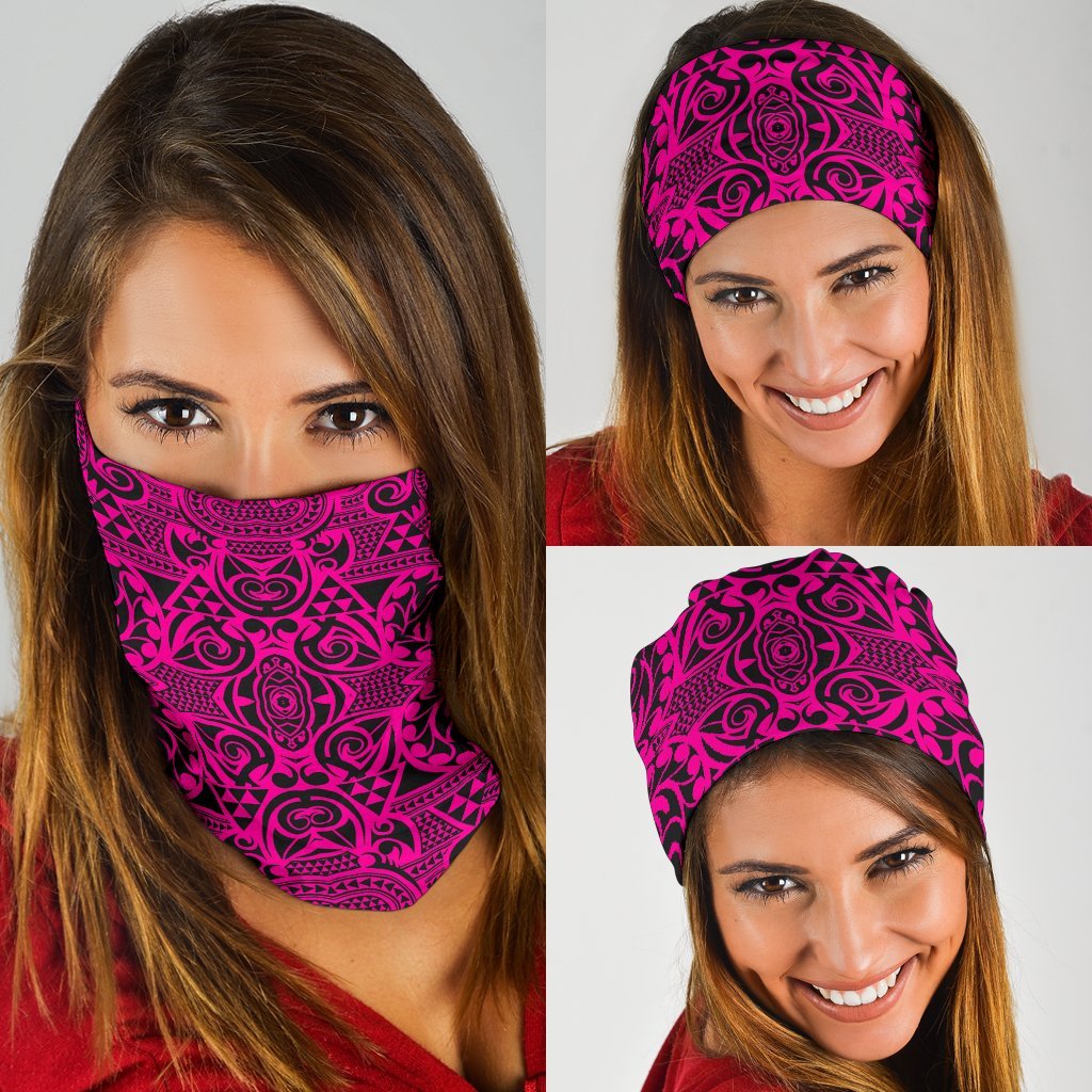 Polynesian Kakau Turtle Pink Bandana 3 - Pack Pink One Size - Polynesian Pride