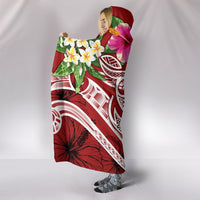 Nauru Polynesian Hooded Blanket - Summer Plumeria (Red) - Polynesian Pride